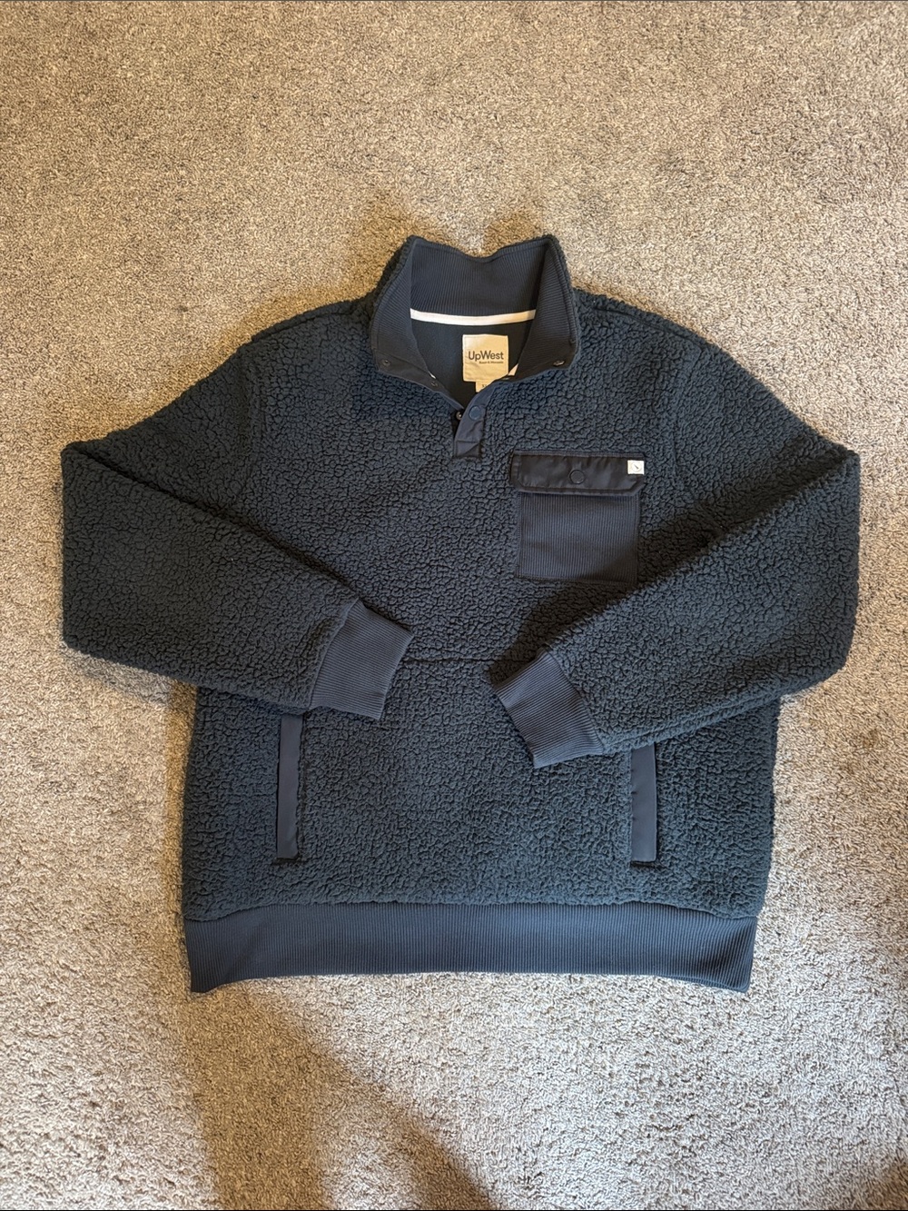 UpWest Navy Sherpa Zip-Neck Pullover Sweater